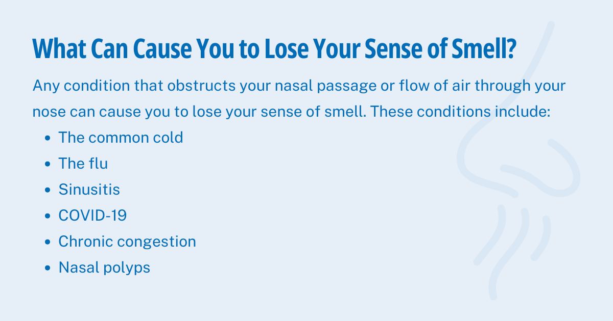 Causes of lost sense of smell